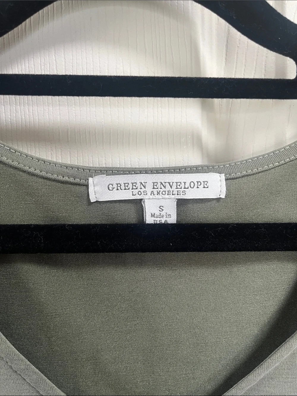 Green Envelope Olive-Tone V-Neck Tie-Front Tunic